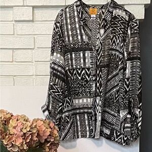 Black and White Patterned Blouse